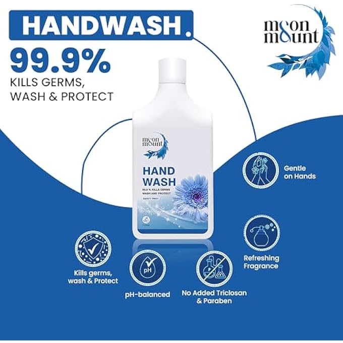 Moon & Mount HAND WASH PROTECTION FROM GERMS, HAND WASH LIQUIDS 1 LITER LIQUID HANDWASH FOR EVERYDAY USE (FRESH) - Image 4